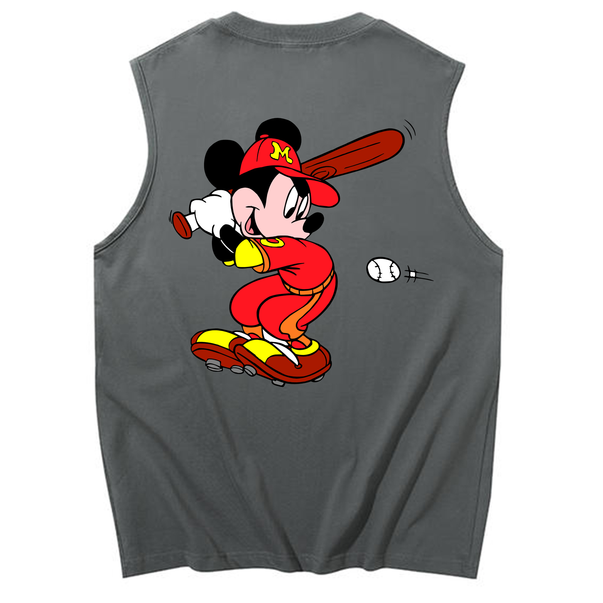 ミッキーマウス Mickey Mouse コットン100％タンクトップ（背面プリント）